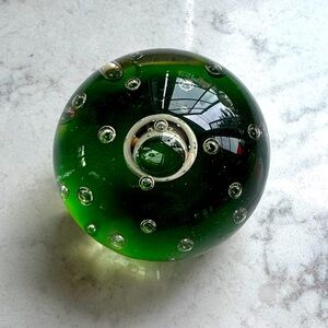 Vintage Green Handblown Glass Art Piece
